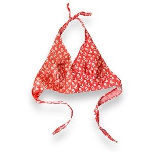 Vintage 1970s Pink / Orange ditsy floral deadstock halter top